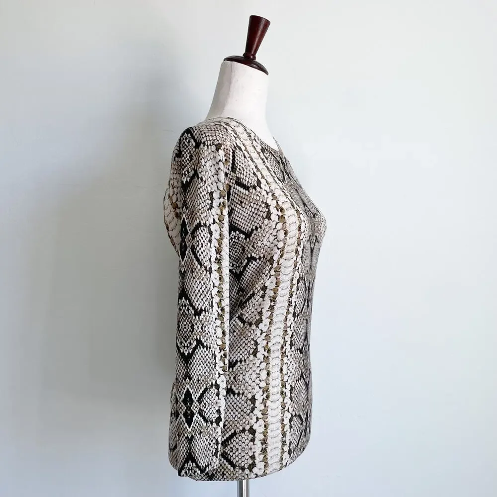 J. Crew Snakeskin Print Merino Wool Crewneck Sweater